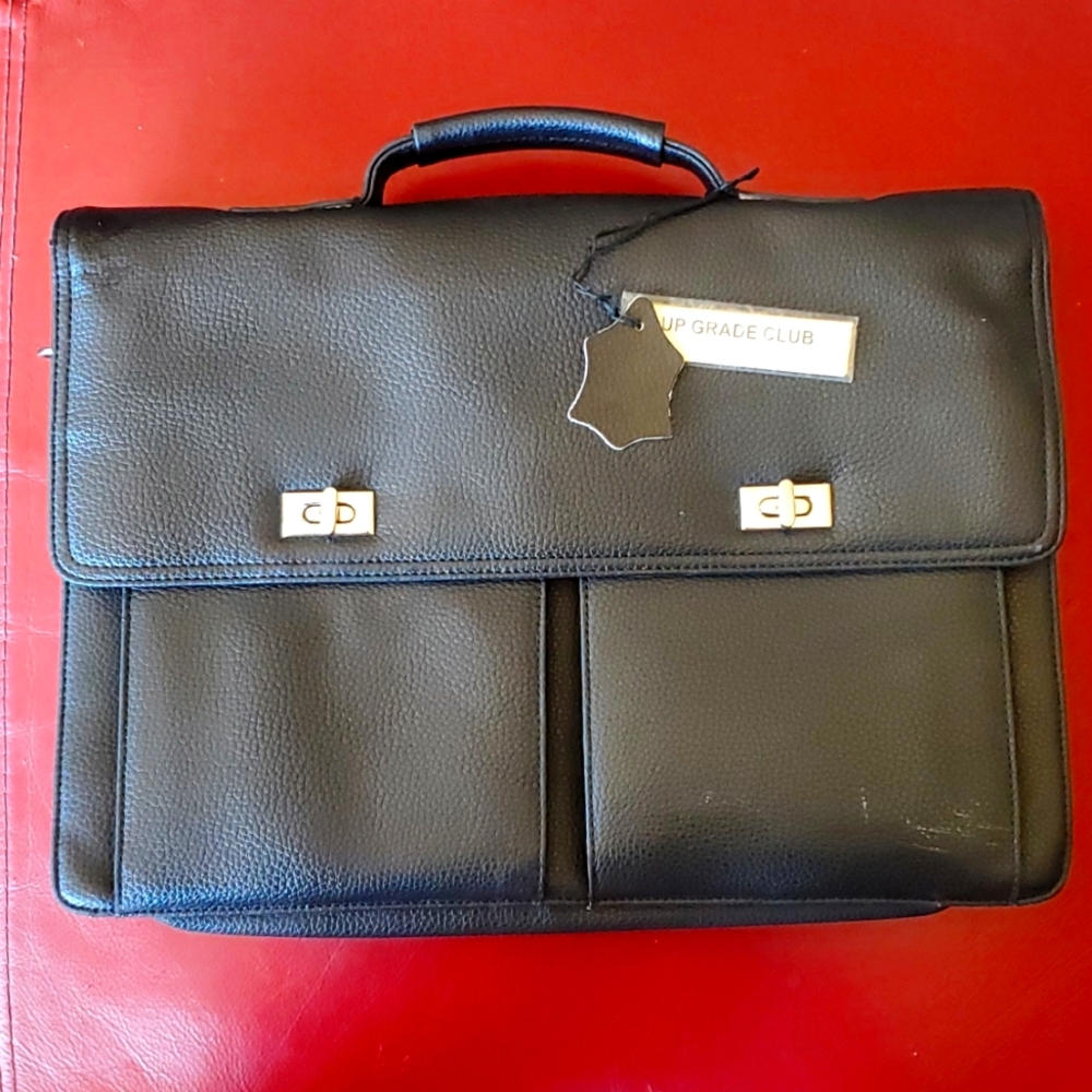 EUC Vintage "Up Grade Club" Classic black leather briefcase